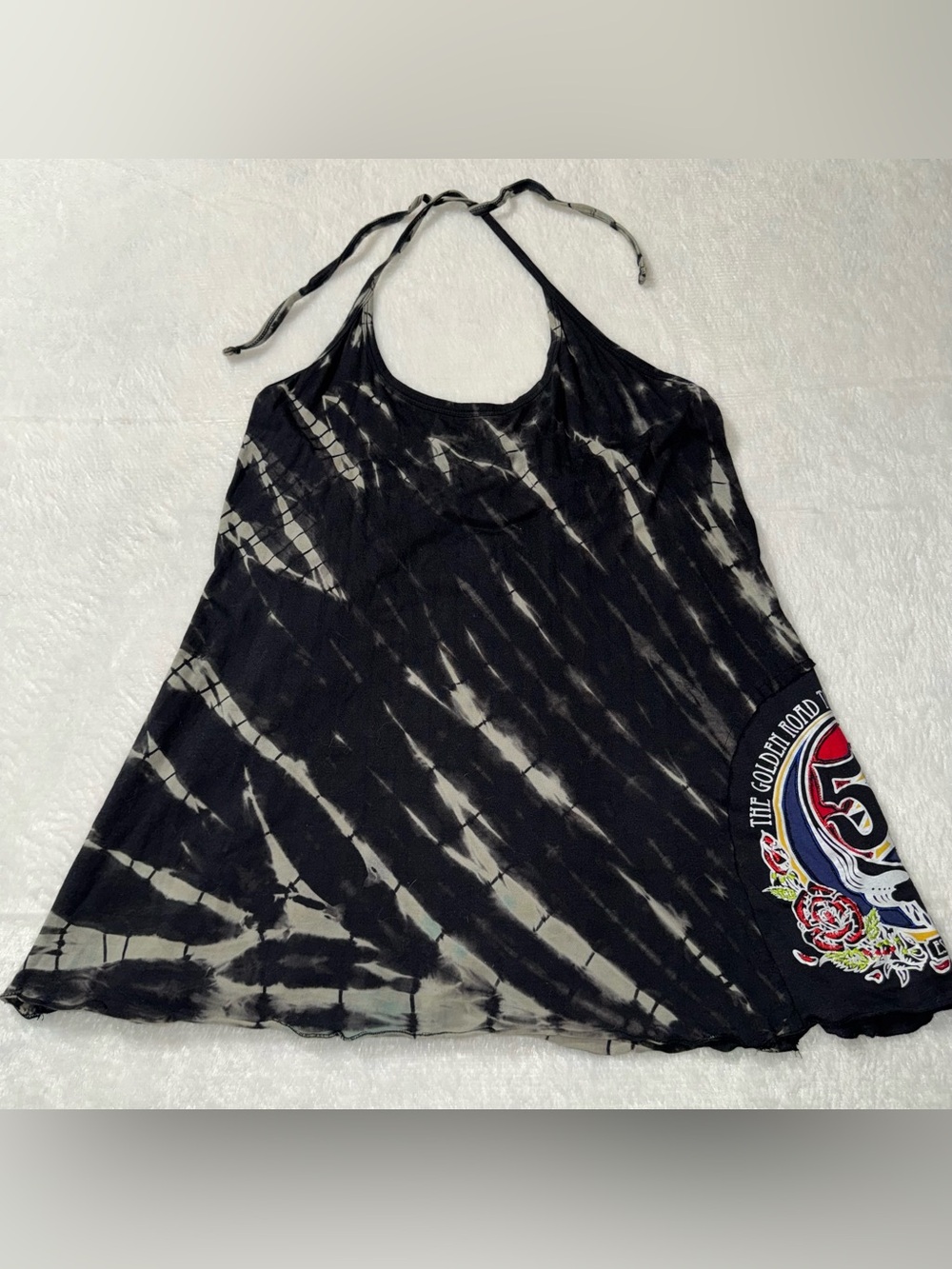Grateful Dead Tie-Dye Black Halter Tank Top with 50th anniversary - Picture 2 of 7